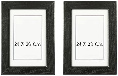 Marco de Fotos Elegante, 24 x 30 cm, Negro, Fabricado en Madera con Panel de Cristal, Perfecta para Resaltar Tus Recuerdos y Añadir un Toque de Estilo a Tu Decoración del Hogar (Juego de 2)