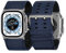 Tefeca Dual Series - Bracelet de rechange compatible avec Apple Watch/Apple Watch Ultra - Taille ultra large 49/45/44/42 mm - Toile bleue avec adaptateurs argentés