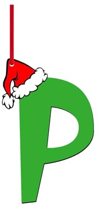 Weihnachten Holzanhänger, mit 26 Buchstaben Weihnachtsanhänger Holz Weihnachts-Anhänger Hängeornamente Weihnachtsbaumschmuck für Christbaumanhänger Christbaumschmuck Holz Basteln für (P, 8x5x1cm)