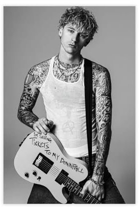 MAHWER Rapper Machine Gun Kelly Leinwand-Poster, Schlafzimmer, Dekoration, Sport, Landschaft, Büro, Raumdekoration, Geschenk, ungerahmt, 30 x 45 cm