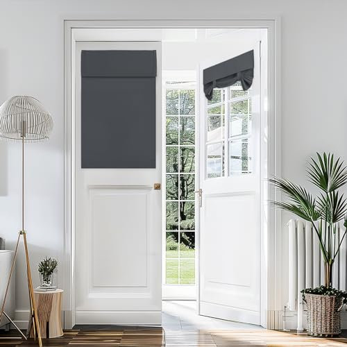 Vatge Door Curtains - Room Darkening French Door Curtains for Small Windows, Front Window Covering for Glass/Patio/Sliding, 1 Panel, W24 x L36, Grey