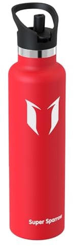 Super Sparrow Gourde Isotherme 1L - Bouteille Isotherme avec Paille - sans BPA - Gourdes Enfant INOX Bouche Standard pour Sport, Voyages, L'école, Bureau, Maison