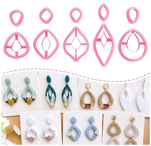 Keoker 10 organische Form Ton Ohrring Cutters, Boho Tonschneider für Polymer Clay Schmuck, Ohrringschneider für Polymer Clay (B)