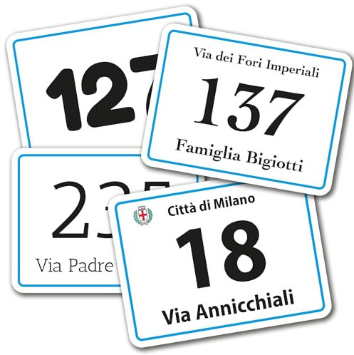 Numero Civico Esterno Personalizzato in Alluminio, Made in Italy - Targa Personalizzabile 16x12 con Via, Numero Civico e Comune - Protezione al Raggi UV, Colori Vividi e Antiruggine (BIANCO)