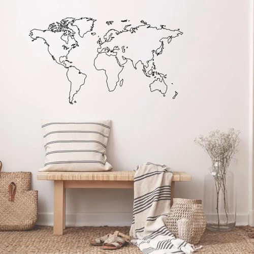 MIXUEXUNLU Weltkarte-Wandaufkleber, Globus-Umriss, moderne Kunst, Wandtattoo, abnehmbares Vinyl, für Zuhause, Schlafzimmer, Wohnzimmer, Dekoration, Tapete