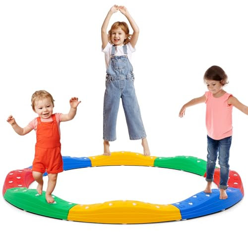 Balancierbalken Set, Trittsteine für drinnen & draußen, Balanciermauer bis 80kg belastbar für Kinder, Montessori-Sinnesspielzeug