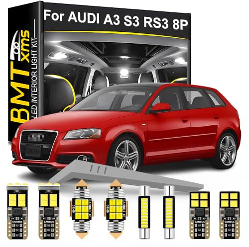 BMT xms LED Interior Light Kit Replacement for Audi A3 S3 RS3 8P Wagon Hatchback 2003-2012, 6000K Vehicle Accessories, 20 Pieces