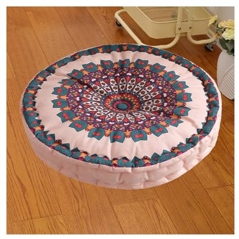 ILiemao Sitzkissen für Stuhl Garten Küchenstuhl Boden Draußen mit Griff, Outdoor 45 cm, Sitzkissen Rund, Stuhlkissen für Bank, Sitzauflage, Bodenkissen Boho, Sitzerhöhung Stuhl, Sesselauflage(R12)