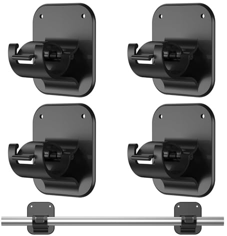 JHCJHC No Drill Curtain Rod Brackets-20LB,4 Pcs Adhesive Curtain Rod Holder