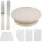 7 Pcs Cake Decoration Set,Decorating Kits Supplies, Rotating Cake Turntable Tools, Icing Spatula, Icing Smoother Scraper for Easy Cake Frosting Decorating Making (Wheat,Silver)