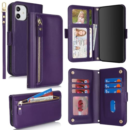 SailorTech für iPhone 11 Hülle mit Kartenfach Klapphülle für Frauen, iPhone 11 Handyhülle Handytasche Flip Brieftasche Schutzhülle mit Kartenfächern für Männer-Violett