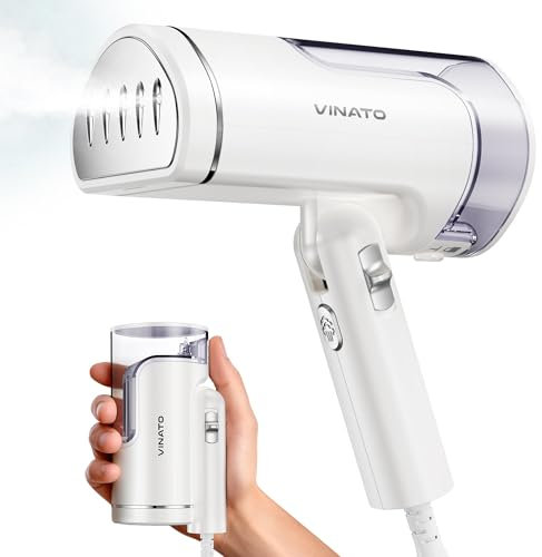 VINATO Ferro da Stiro Verticale 1300W, Stiratore Verticale Pieghevole da viaggio, Vapore a Flusso Costante 22g/min, Vapore a vapore da viaggio