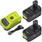 2X 18V 6,0Ah Batterie de Remplacement pour Ryobi One + P117 4A Chargeur RB18L50 RB18L40 RB18L25 P108 P107 P122 P104 P105 P102 P103 avec indicateur LED
