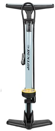 Dunlop Fahrradpumpe mit Manometer - Luftpumpe Fahrrad für Dunlop-, Schrader- und Französisches Ventil - Standluftpumpe inkl. Adapter für Wasserspielzeug und Bälle - Roller- und Autoreifen