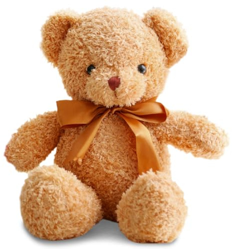 QRKPVHD Teddy Bear Plush Soft Toy, Bear Plush Animal Toys 30cm Teddy Bear Stuffed Animals with Bow for Birthday Gift (Brown 1)