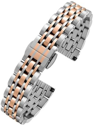 RTRCAGAKM 12mm 14mm 16mm 18 Uhrenarmband passend for Tissot Uhrenarmband Uhrenkette Edelstahlarmband Silber Roségold Armband(Silver rose gold,16mm)