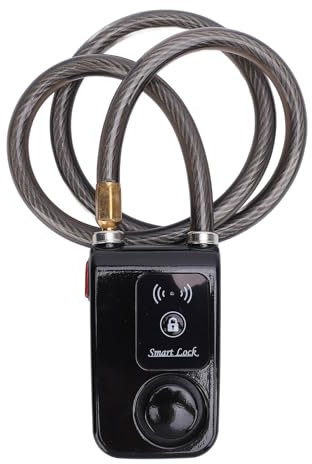 Schlüsselloses Bluetooth Fahrrad- und Motorradschloss, Fahrradschloss mit 110 dB Alarm, IP44 Wasserfeste APP Entriegelung, Vibrationsalarm, Anti Diebstahl Smart Schloss, Anzeige