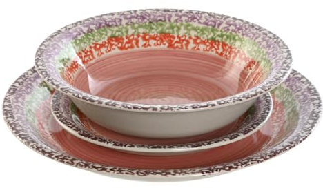 Vajilla Home ESPRIT Rosa Gres 27 x 27 x 2 cm 18 Piezas - Marca: Home ESPRIT - EAN: 8424002125844