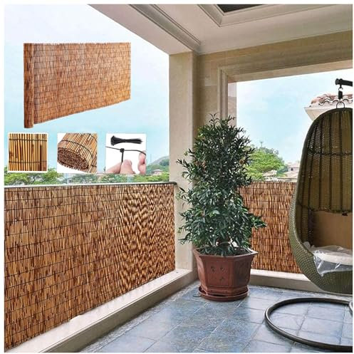 Bambus-Sichtschutz, dekorativer Zaun, Gartenzaun, natürliche Schilfzaun-Rollen, für Balkon, Hinterhof, Terrasse, Garten und mehr, 1,4 x 8 m hoch