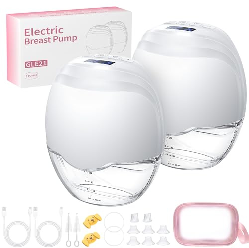 Milchpumpe Elektrisch Tragbar Freihändig - Jheppbay All-in-one Elektrische Milchpumpe, Schmerzfreie, BPA-frei, mit 17/19/21/24mm Flansch, 2 Stück, Weiß