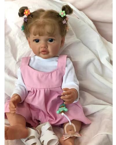 TKYFOYS 55 cm Reborn Babypuppen Silikon Ganzkörper handgefertigt Reborn Kleinkind Neugeborene Junge Mädchen