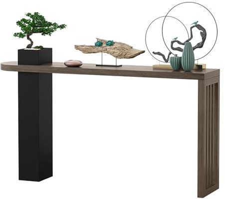 ONCTESQ Table Console Console en Bois Massif, Table d'entrée Industrielle avec Cadre en métal élégant, pour la Maison, Le Salon, la Chambre, la Salle de Jeux et Le Bureau (Marron, 100 x 30 cm)