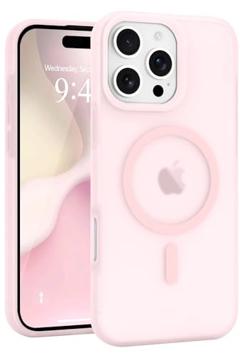 Micoden for iPhone 16 Pro Max Case Silicone Clear Compatible with Magsafe | Soft Skin-feel Translucent Matte,Raised Camera Shockproof Protective,Cute Slim Magnetic Cover for Men Women-Pink