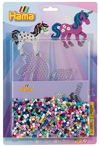 Hama Perlen 4079 Set Pegasus mit ca. 2.000 bunten Midi Bügelperlen mit Durchmesser 5 mm, Stiftplatte, inkl. Bügelpapier, kreativer Bastelspaß für Groß und Klein