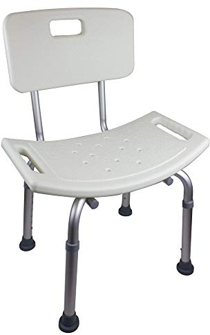 Mobiclinic®, Silla de Ducha con Respaldo, Regulable en Altura, Conteras Antideslizantes, para Personas Mayores, Asiento en U, Agarre Lateral, hasta 100 kg, Agujeros de Drenaje, Aluminio, Olivo
