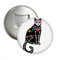 DIYthinker Schwarze Katzen-Knochen-Herz Halloween Terror Atmosphäre Runde Flaschenöffner Kühlschrank Magnet Pins Abzeichen-Knopf-Geschenk 3pcs Silber