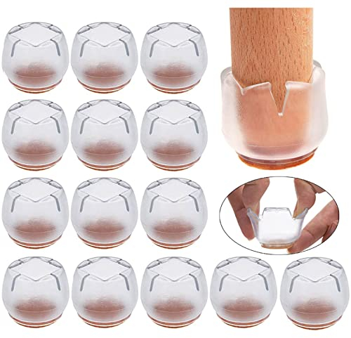 WCIC 16 Pièces Protection Pied de Chaise, 21-25mm Rond Tampon Chaise, Protege Pied de Chaise Silicone pour Protéger Le Sol des Rayures et du Bruit, Embout Pied de Chaise