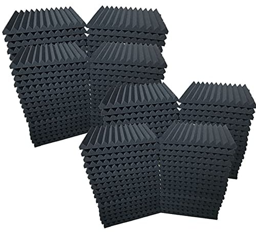 96 Pack Acoustic Foam Panel Wedge Studio Soundproofing Wall Tiles Black 12 X 12 X 1