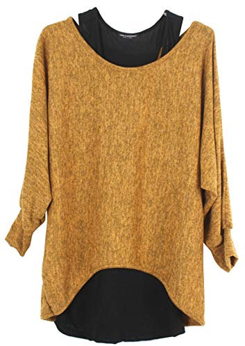 Emma & Giovanni - Pullover - Top (2 Piezas) - Mujer (L-XL, Mostaza)