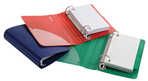 Oxford Karteiordner mit Trennblättern, 7,6 x 12,7 cm, Farbe variiert, 50 Karten, 1 Ordner (73570), sortiert (Blau, Grün, Rot)