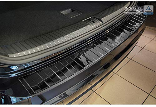 Avisa Spiegelschwarz Edelstahl Heckstoßstangenschutz kompatibel mit Volkswagen Touran III 2015- inkl. R-Line 'Ribs'