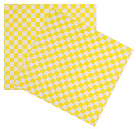 Cabilock 100pcs Checkered Liner Food Wrap Paper Grease-Resistant Sandwich Wrap for Picnic Sandwiches Hamburgers (Yellow)