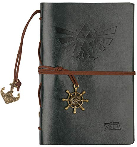 Legend of Zelda Tagebuch, Schreibtagebuch, Reisetagebuch, 7,2 x 5,1 Notizbuch, Writers Notebook, nachfüllbares Tagebuch, Skizzenbuch, Füllfederhalter Safe dunkelgrün
