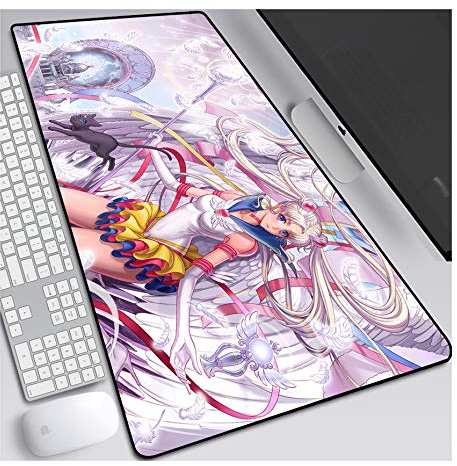 ITBT Mauspad Sailor Moon 800x300mm Gaming Mauspad, XXL Anime Mousepad, Höchstmaß an Präzision, extra stark vernähter Rand, gummierte Unterseite, Desktop Computer, C