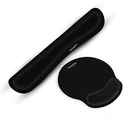 Keyboard Wrist Rest Pad, Tensphy Mouse Keyboard Wrist Rest Support Pad Set, Comfortable Memory Foam Mouse Mat with Wrist Cushion Support Ergonomic for Computer Laptop Office Home