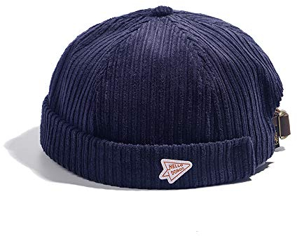 CLAPE Corduroy Docker Cap Herren Cord Cap Ohne Schirm Retro Seemannsmütze Hafenmütze Verstellbar Bikermütze Beanie Fischermütze
