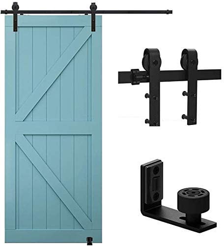 TSMST 167CM/5.5FT Sliding Door Track Barn Door Hardware Kit Closet Rail Roller Accessory Adjustable Floor Guide
