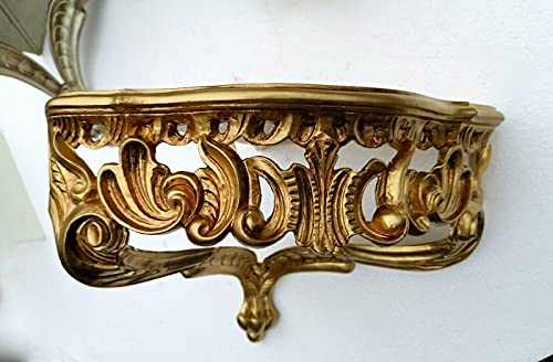 Artissimo - Console d'angle baroque - Support mural pour téléphone - Motif fleurs - Or - Plastique