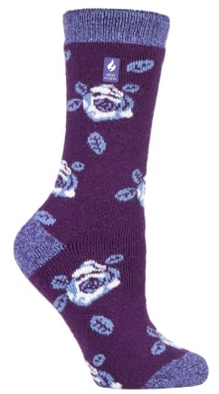 HEAT HOLDERS Lite - Damen Dünn Bunt Muster Motiv Thermosocken für Geschenk | Socken für Winter (37-40, Plum (Rome))