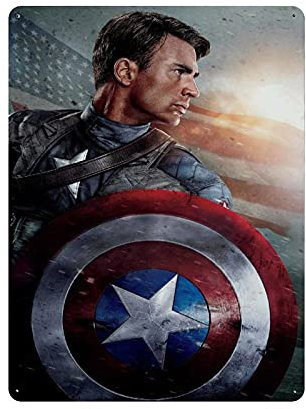 Blechschild, Motiv: Captain America Steve Rogers Chris Evans Film 50, Vintage, Metall, für Kneipen, Clubs, Cafés, Bars, Zuhause, Wanddekoration, Poster, 40 x 30 cm