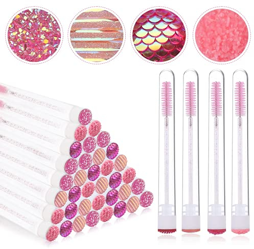 EBANKU 40 Stück Rosa Diamant Leere Mascara Tube Set, Wimpernbürste Tubes Leere Mascara Wand Tube Make-up Pinsel Mascara Pinsel für Wimpernverlängerung