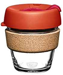 KeepCup Brew Cork - Reusable Coffee Cup Tempered Glass and Natural Cork, Extra Small 6oz/177ml - Daybreak