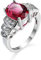 Banemi Art Deco Ring Versilbert, Female Engagement Ring Rosa Zirkonia Kissenschnitt Damen Hochzeitsband Größe 52 (16.6)