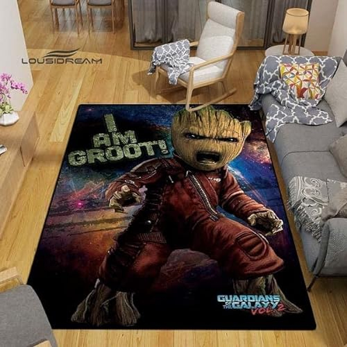 BGAFAG Groot Super Hero Teppich Für Zuhause, Wohnzimmer, Schlafzimmer, Großflächig, Weich, Kinderzimmer, Anime, Dekoration, E825, 90 X 150 cm