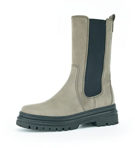 Gabor Damen Chelsea Boots, Frauen Stiefeletten,Wechselfußbett,Stretch-Einsatz,Gummi-Einsatz,Stiefel,Bootee,Booties,Oliv (schwarz),39 EU / 6 UK