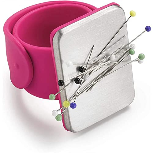1PCS Armnadelkissen magnetisch,Magnetisch Nadelkissen Armband, quadratisches Nadelkissen mit Silikon-Armband-Armband für DIY-Stickerei-Haarspangen